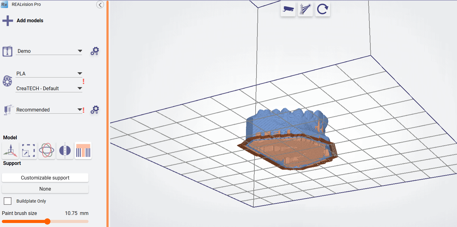 Automatic support on 3D model