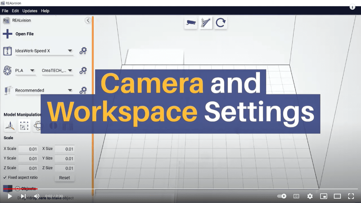 Camera and workspace settings in REALvision Pro