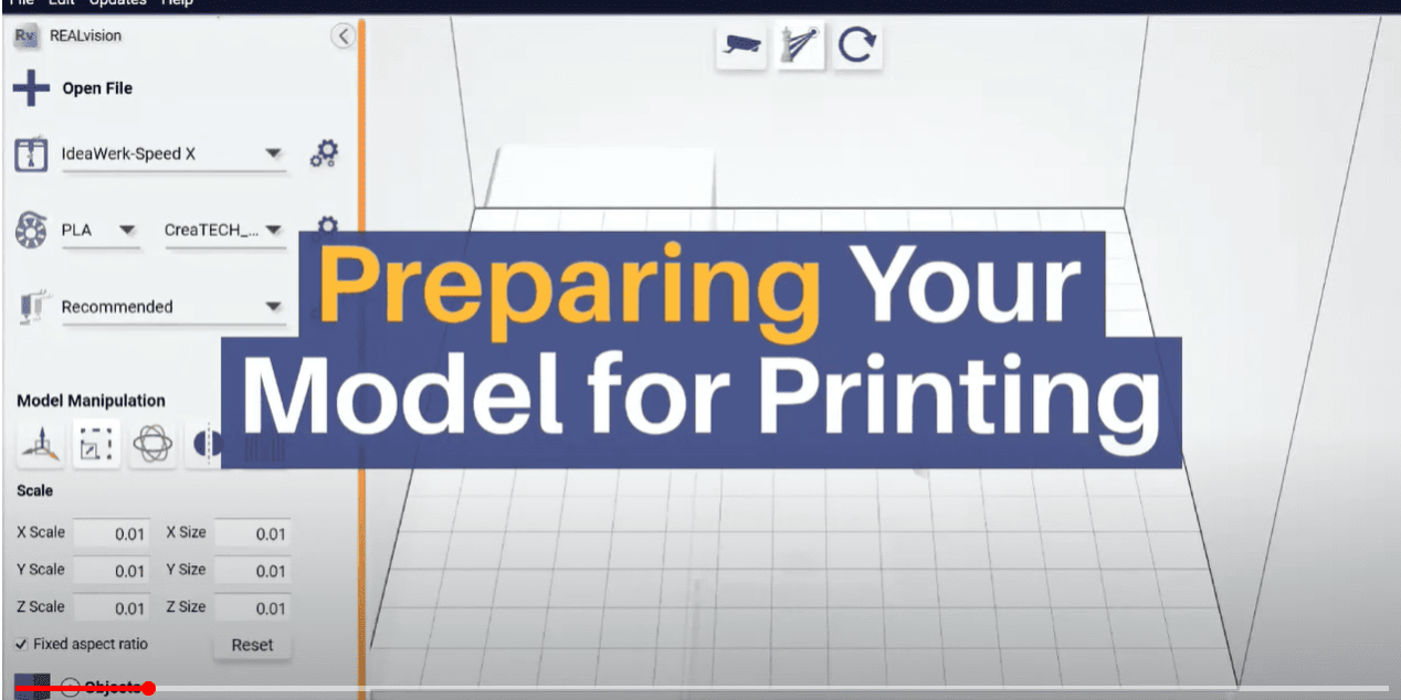 Preparing the object for printing in REALvision Pro